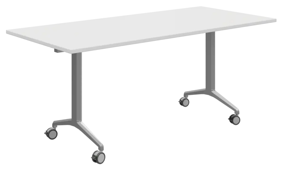 SLKP 180/70 pojízdný skládací stůl, nohy stříbrný lak, deska 25 mm, široký 1800 mm, bílá